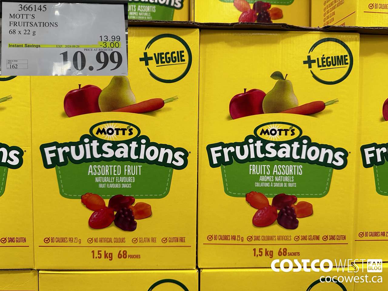 366145 MOTT'S FRUITSATION 68 x 22 g ($3.00 INSTANT SAVINGS EXPIRES ON 2023-09-29) $10.99