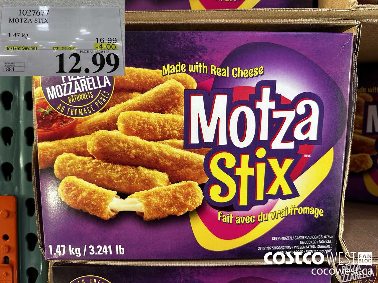 1027677 MOTZA STIX 1.47 kg ($4.00 INSTANT SAVINGS EXPIRES ON 2024-09-15) $12.99