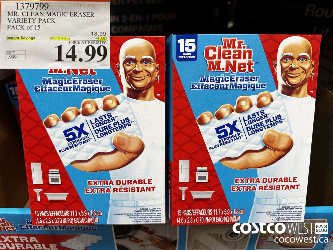 1379799 MR. CLEAN MAGIC ERASER VARIETY PACK PACK OF 15 ($4.00 INSTANT SAVINGS EXPIRES ON 2024-09-22) $14.99