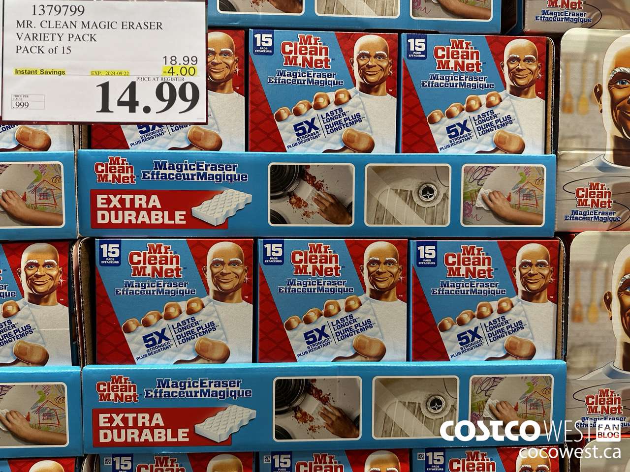 1379799 MR. CLEAN MAGIC ERASER VARIETY PACK PACK OF 15 ($4.00 INSTANT SAVINGS EXPIRES ON 2024-09-22) $14.99