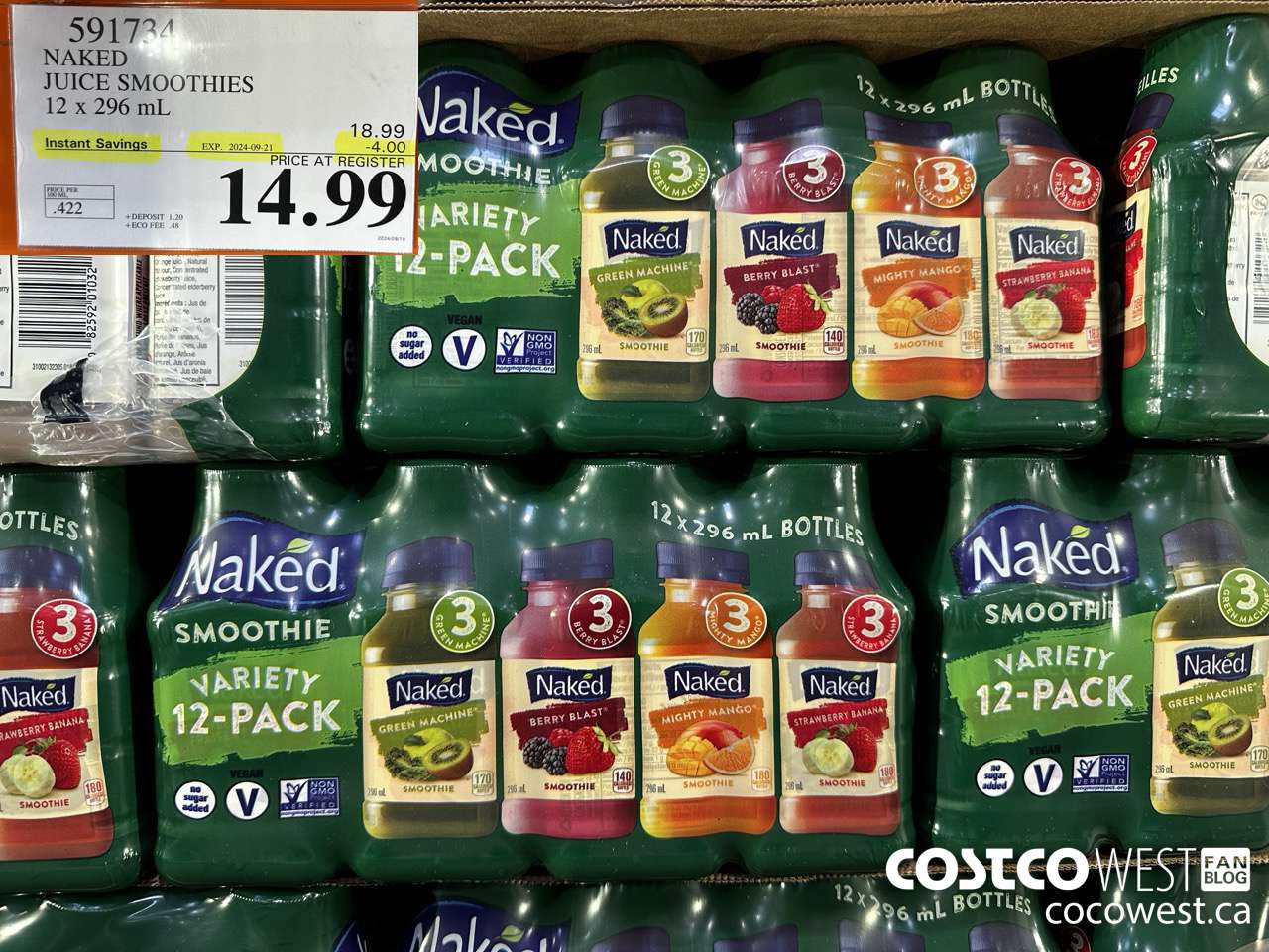 591734 NAKED JUICE SMOOTHIE 12 x 296 mL ($4.00 INSTANT SAVINGS EXPIRES ON 2024-09-21) $14.99