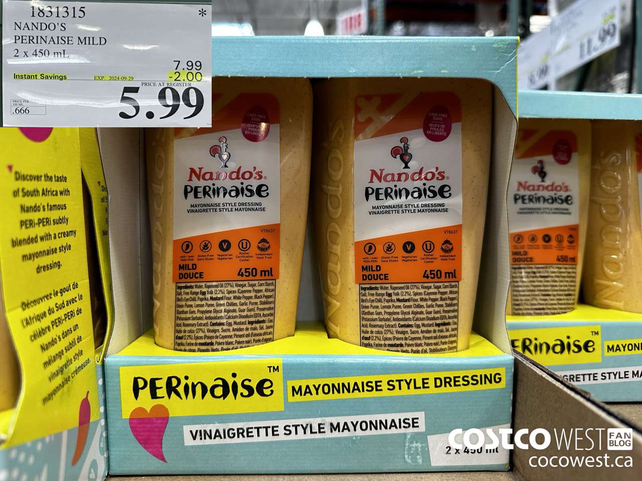 1831315 NANDO'S PERINAISE MILD 2 X 450ML ($2.00 INSTANT SAVINGS EXPIRES ON 2024-09-29) $5.99