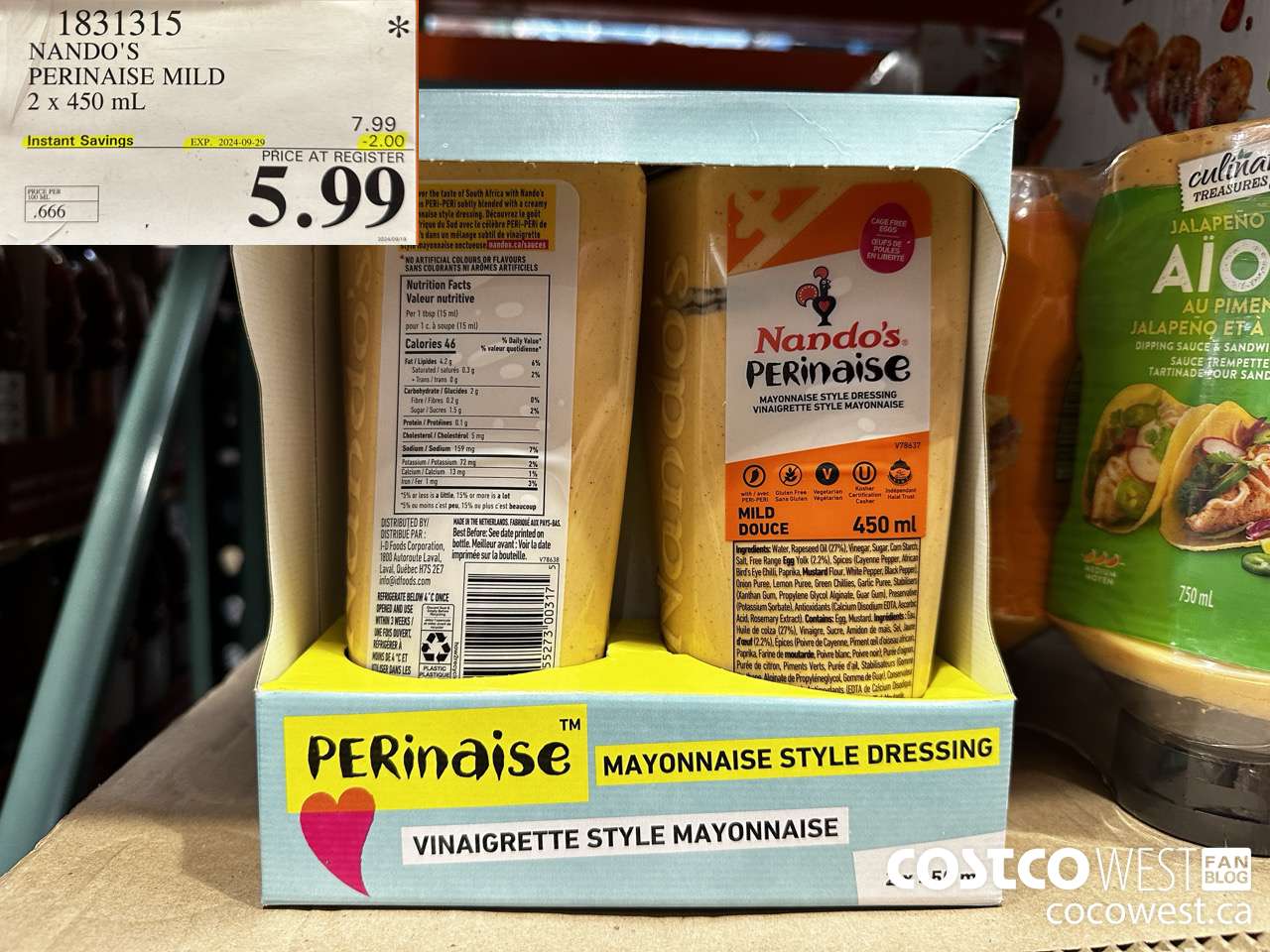 1831315 NANDO'S PERINAISE MILD 2 X 450ML ($2.00 INSTANT SAVINGS EXPIRES ON 2024-09-29) $5.99