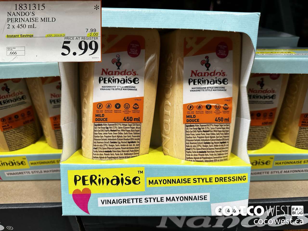 1831315 NANDO'S PERINAISE MILD 2 X 450ML ($2.00 INSTANT SAVINGS EXPIRES ON 2024-09-29) $5.99