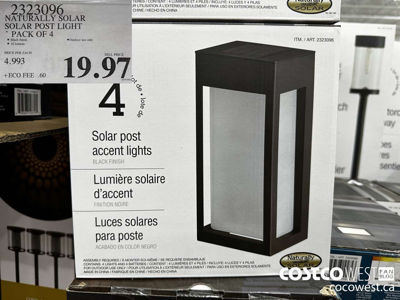 2323096 NATURALLY SOLAR SOLAR POST LIGHT PACK OF 4 $19.97