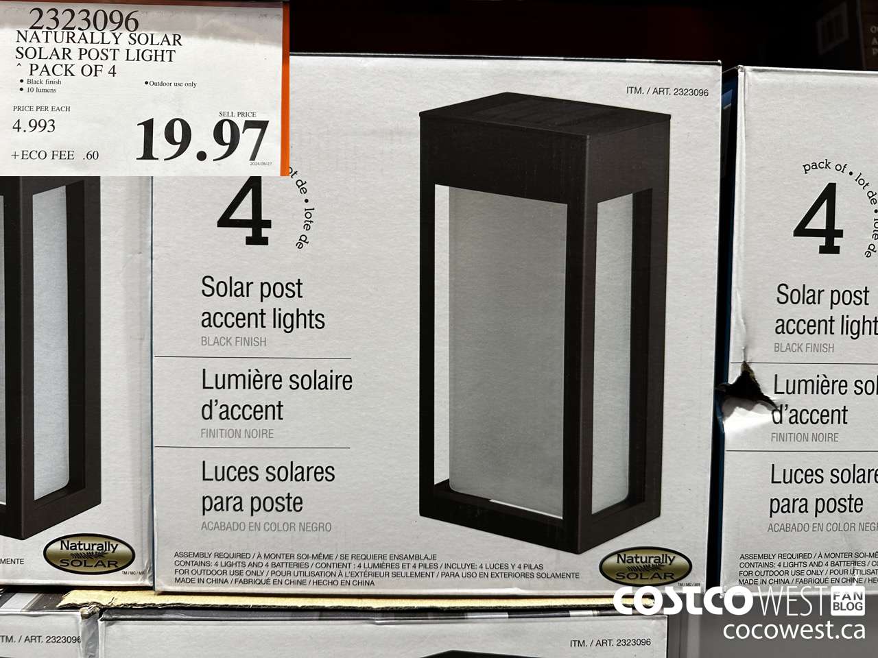 2323096 NATURALLY SOLAR SOLAR POST LIGHT PACK OF 4 $19.97