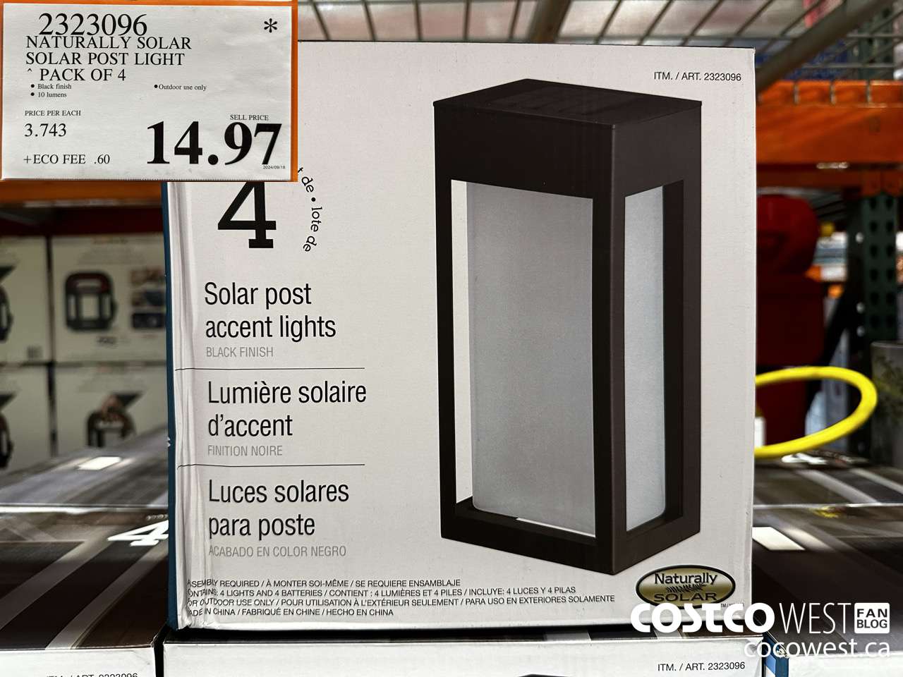 2323096 NATURALLY SOLAR SOLAR POST LIGHT PACK OF 4 $14.97