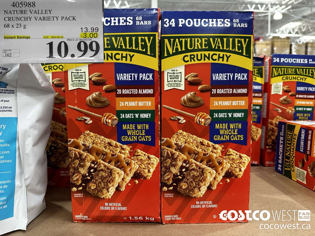 405988 NATURE VALLEY CRUNCHY VARIETY PACK OF 68 X 23 G ($3.00 INSTANT SAVINGS EXPIRES ON 2024-09-18) $10.99