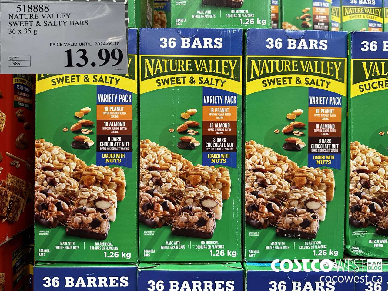 518888 NATURE VALLEY SWEET & SALTY BARS 36 X 35 G (EXPIRES ON 2024-09-18) $13.99