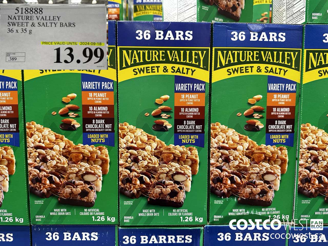 518888 NATURE VALLEY SWEET & SALTY BARS 36 X 35 G (EXPIRES ON 2024-09-18) $13.99