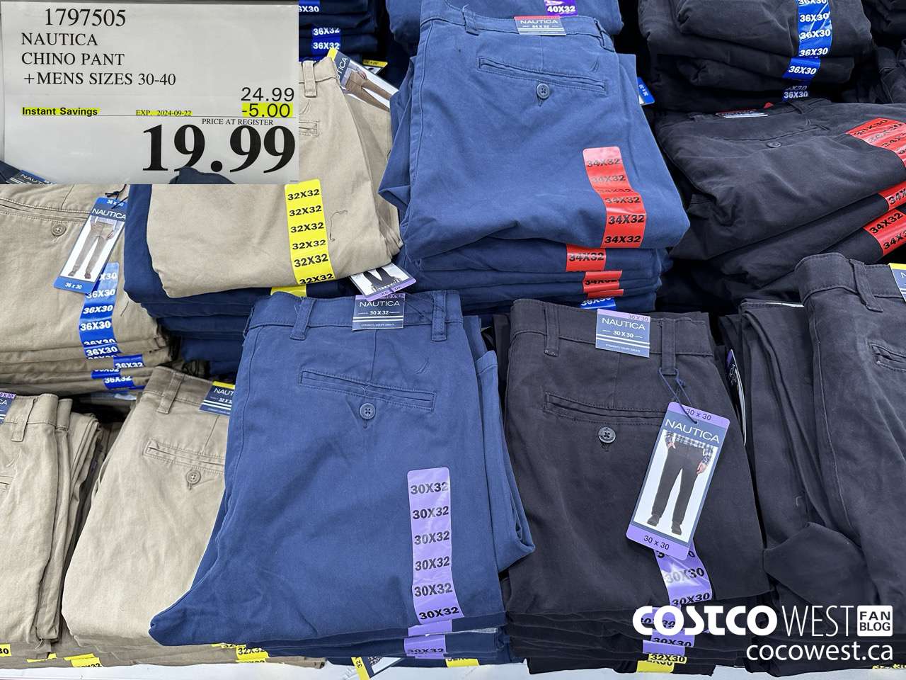 1797505 NAUTICA CHINO PANT MENS SIZES 30-40 ($5.00 INSTANT SAVINGS EXPIRES ON 2024-09-22) $19.99