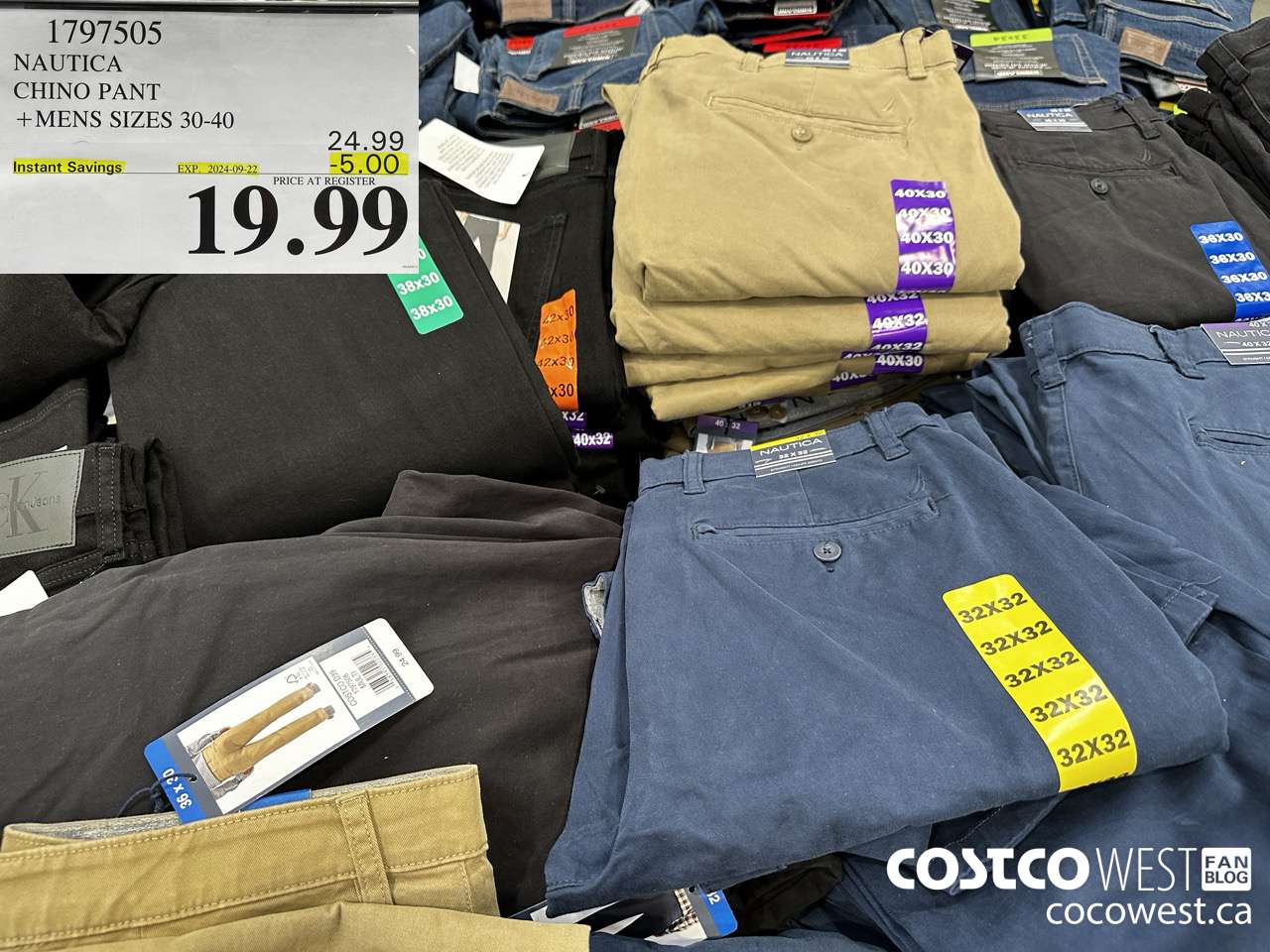 1797505 NAUTICA CHINO PANT MENS SIZES 30-40 ($5.00 INSTANT SAVINGS EXPIRES ON 2024-09-22) $19.99