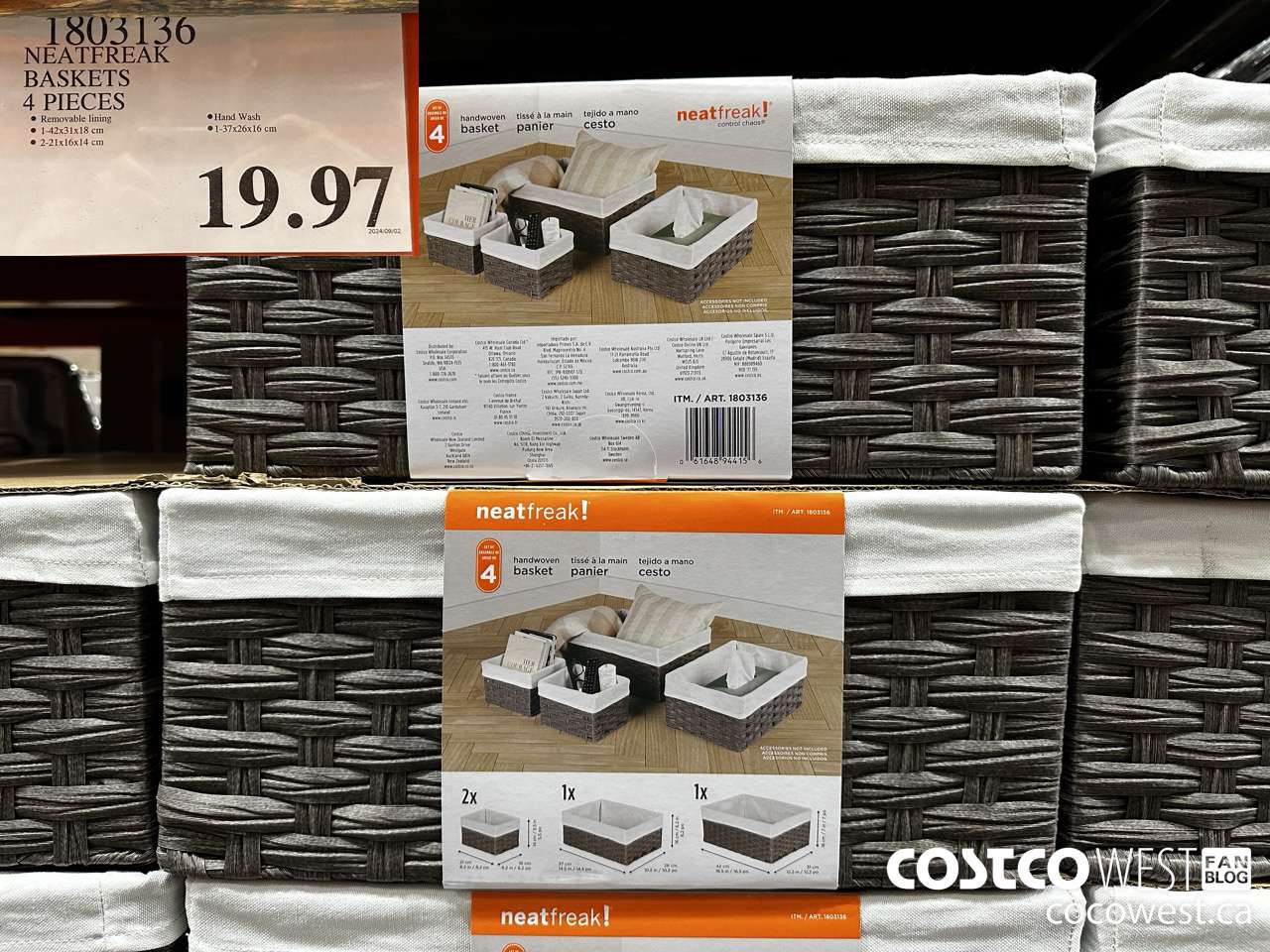 1803136 NEATFREAK BASKETS 4 PIECES $19.97