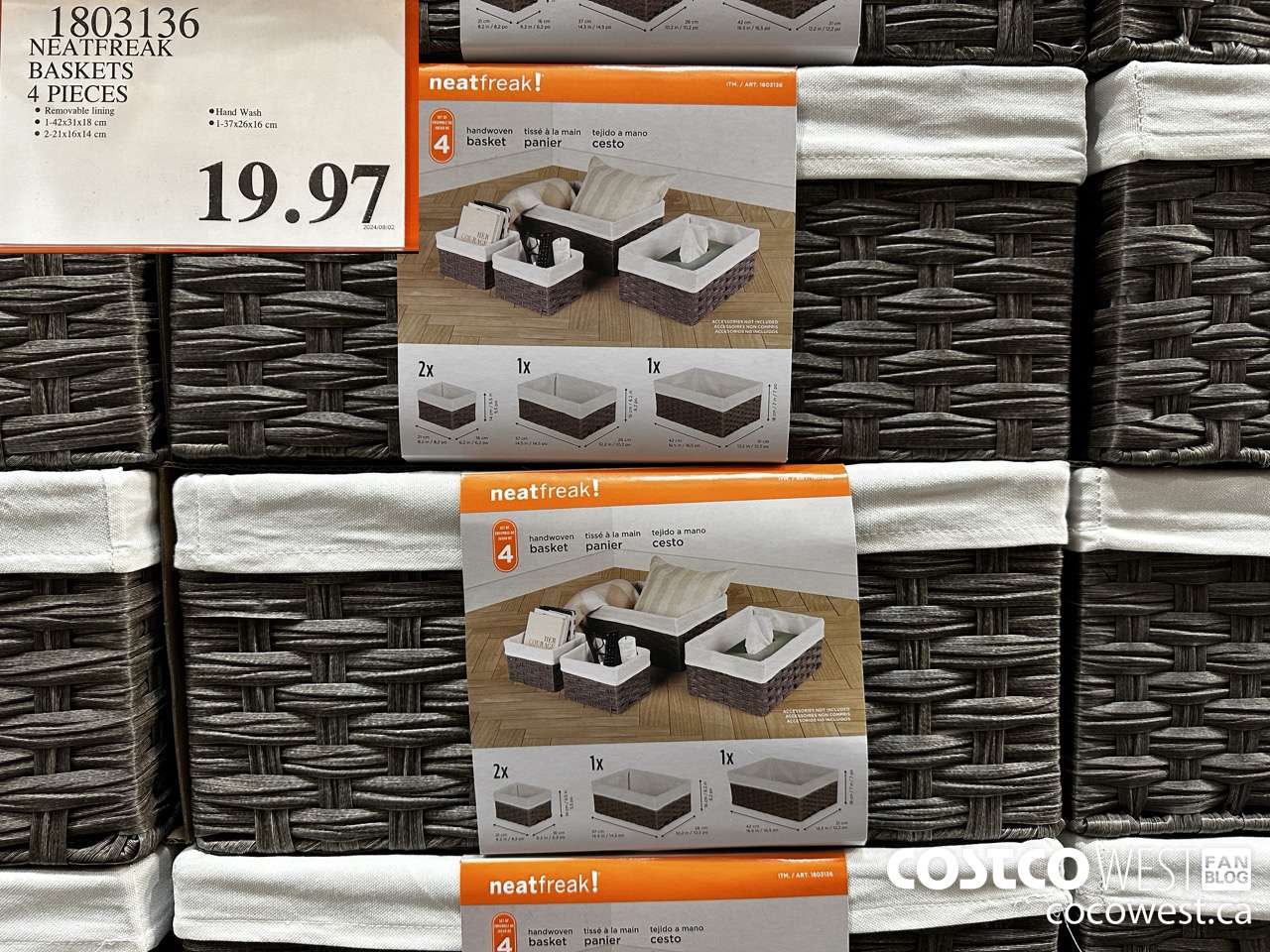 1803136 NEATFREAK BASKETS 4 PIECES $19.97