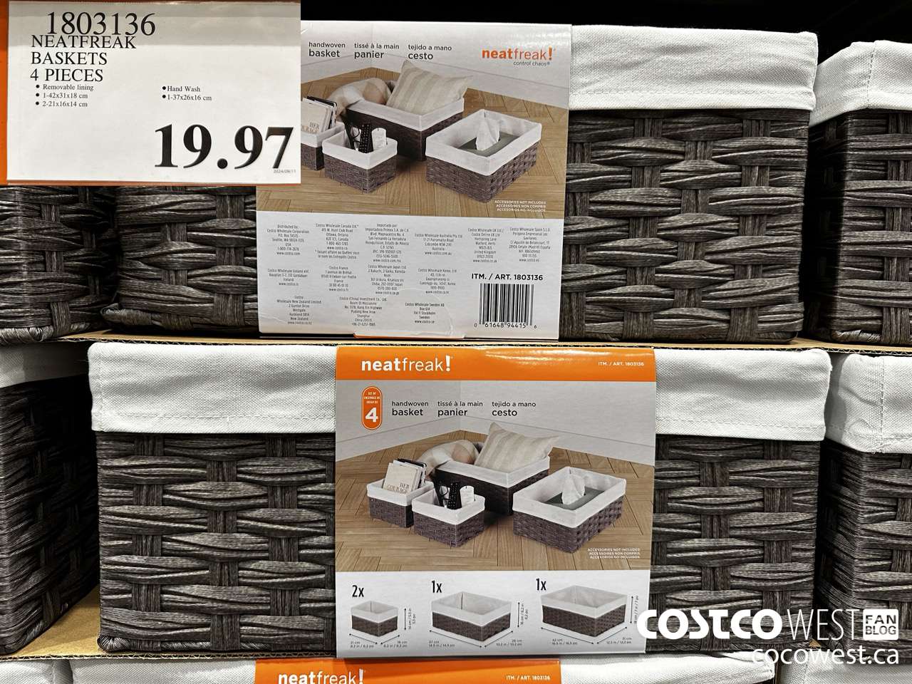 1803136 NEATFREAK BASKETS 4 PIECES $19.97