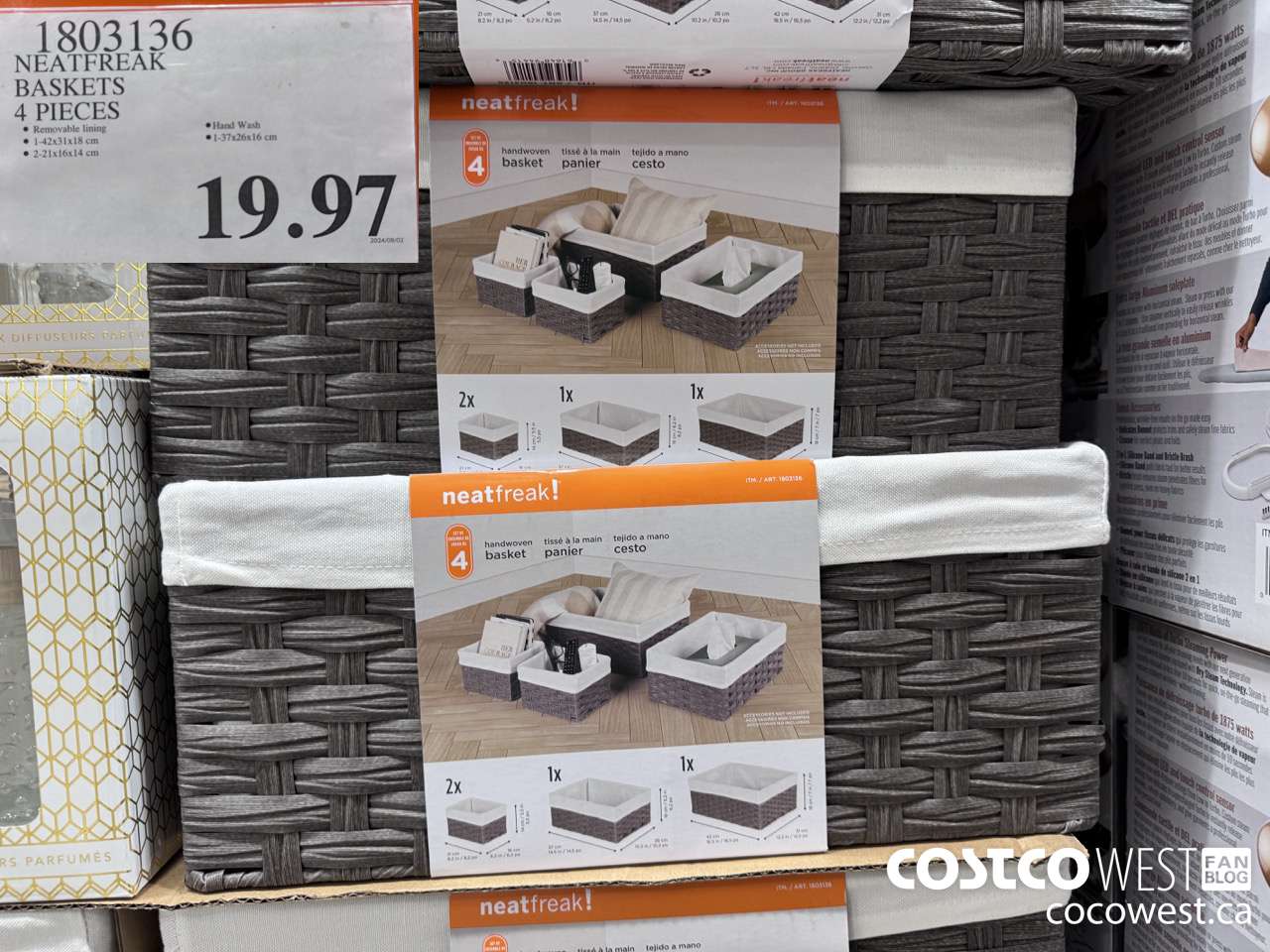 1803136 NEATFREAK BASKETS 4 PIECES $19.97