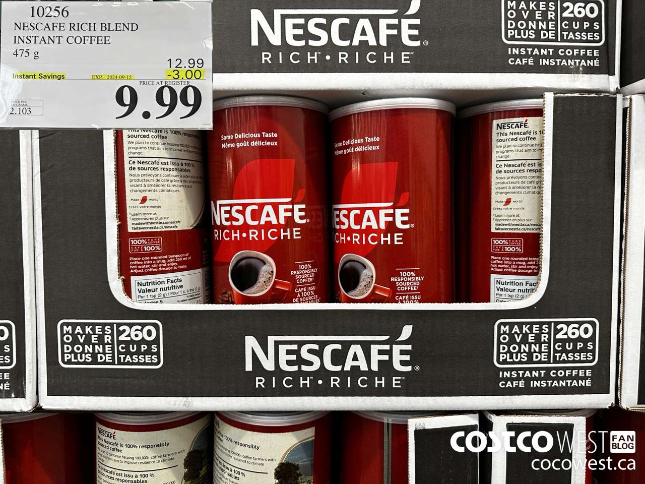 10256 NESCAFE RICH BLEND INSTANT COFFEE 475G ($3.00 INSTANT SAVINGS EXPIRES ON 2024-09-15) $9.99
