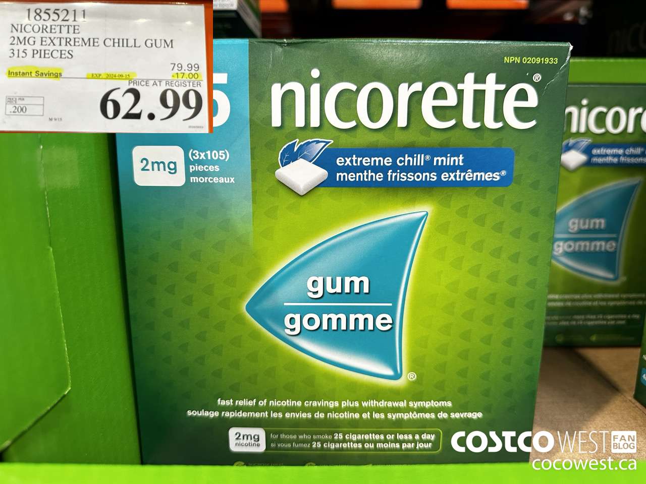 855211 NICORETTE 2MG EXTREME CHILL GUM 260 PIECES ($17.00 INSTANT SAVINGS EXPIRES ON 2024-09-15) $62.99