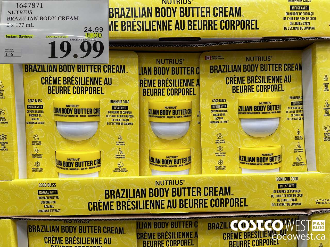 1647871 NUTRIUS BRAZILIAN BODY CREAM 2 X 177 ML ($5.00 INSTANT SAVINGS EXPIRES ON 2024-09-29) $19.99