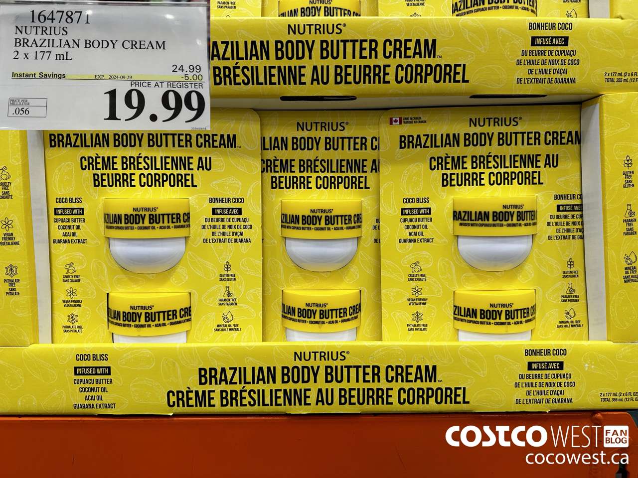 1647871 NUTRIUS BRAZILIAN BODY CREAM 2 X 177 ML ($5.00 INSTANT SAVINGS EXPIRES ON 2024-09-29) $19.99