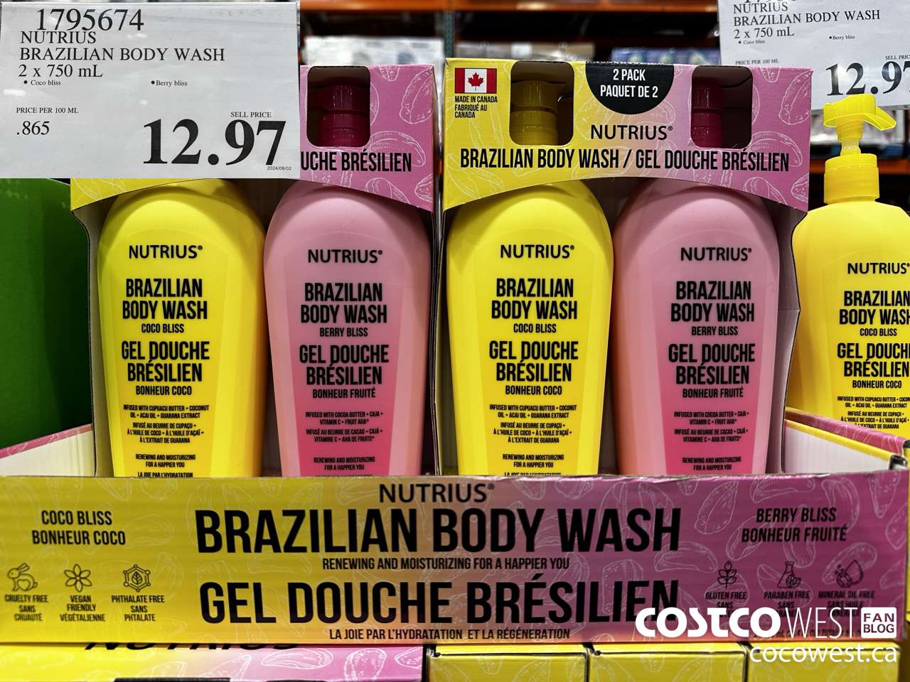 1795674 NUTRIUS BRAZILIAN BODY WASH 2 X 750ML $12.97