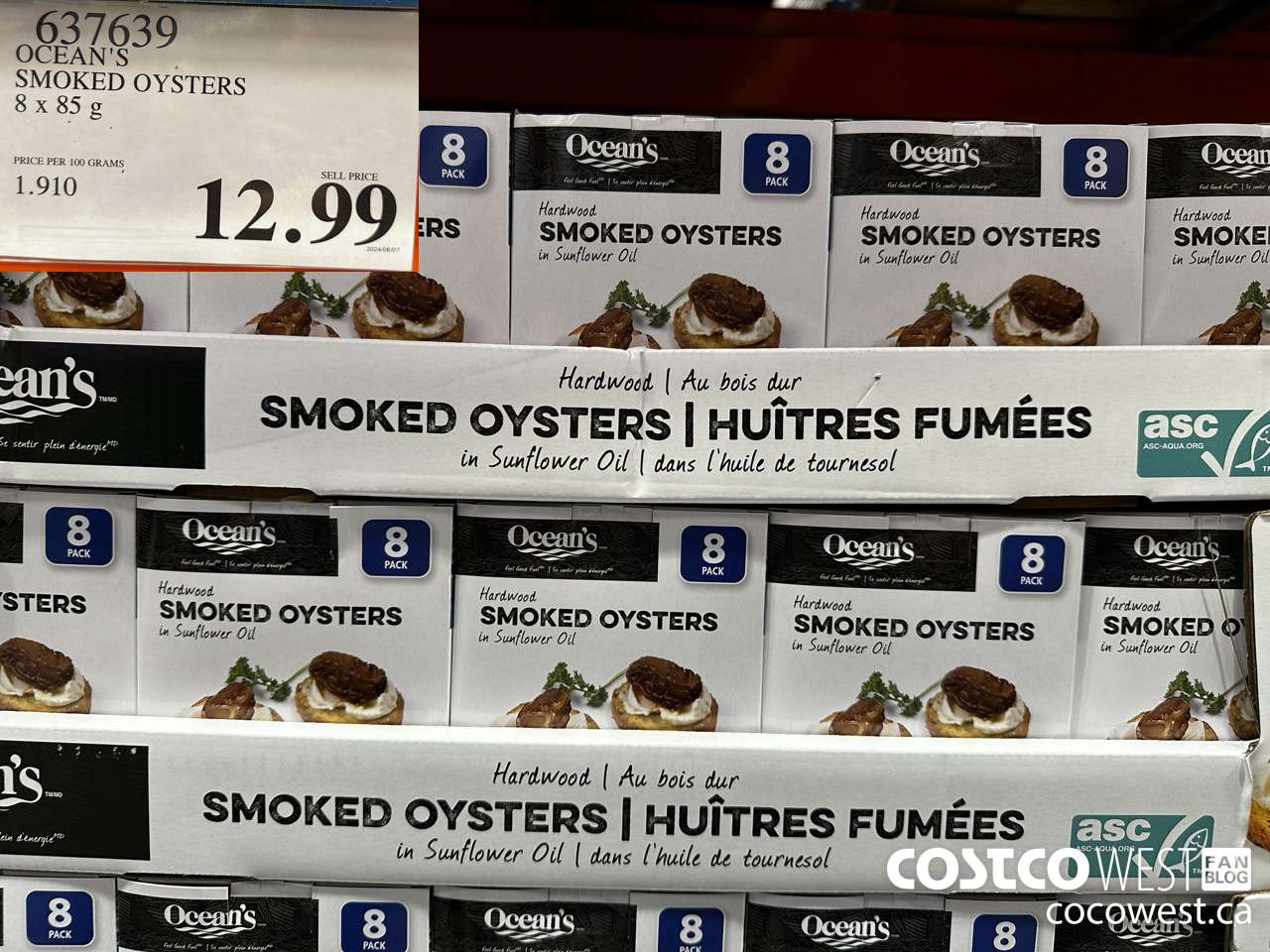 637639 OCEAN'S SMOKED OYSTERS 8 x 85 g $12.99