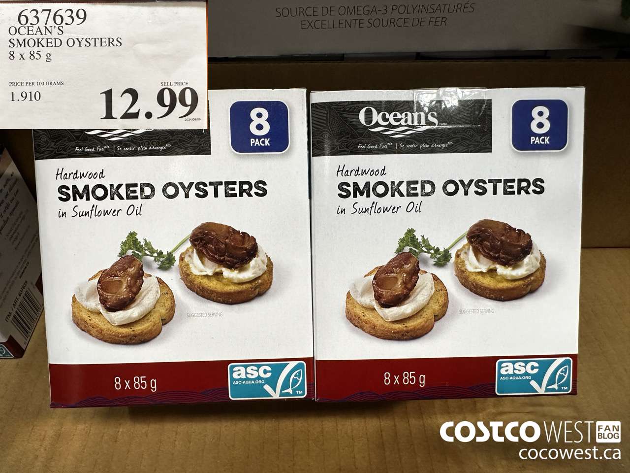 637639 OCEAN'S SMOKED OYSTERS 8 x 85 g $12.99