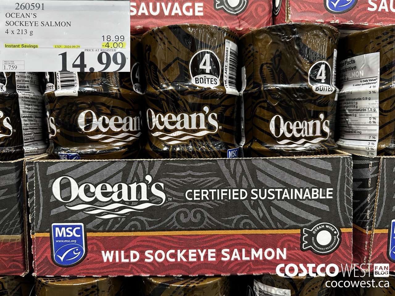260591 OCEAN'S SOCKEYE SALMON 4 x 213 g ($4.00 INSTANT SAVINGS EXPIRES ON 2024-09-29) $14.99