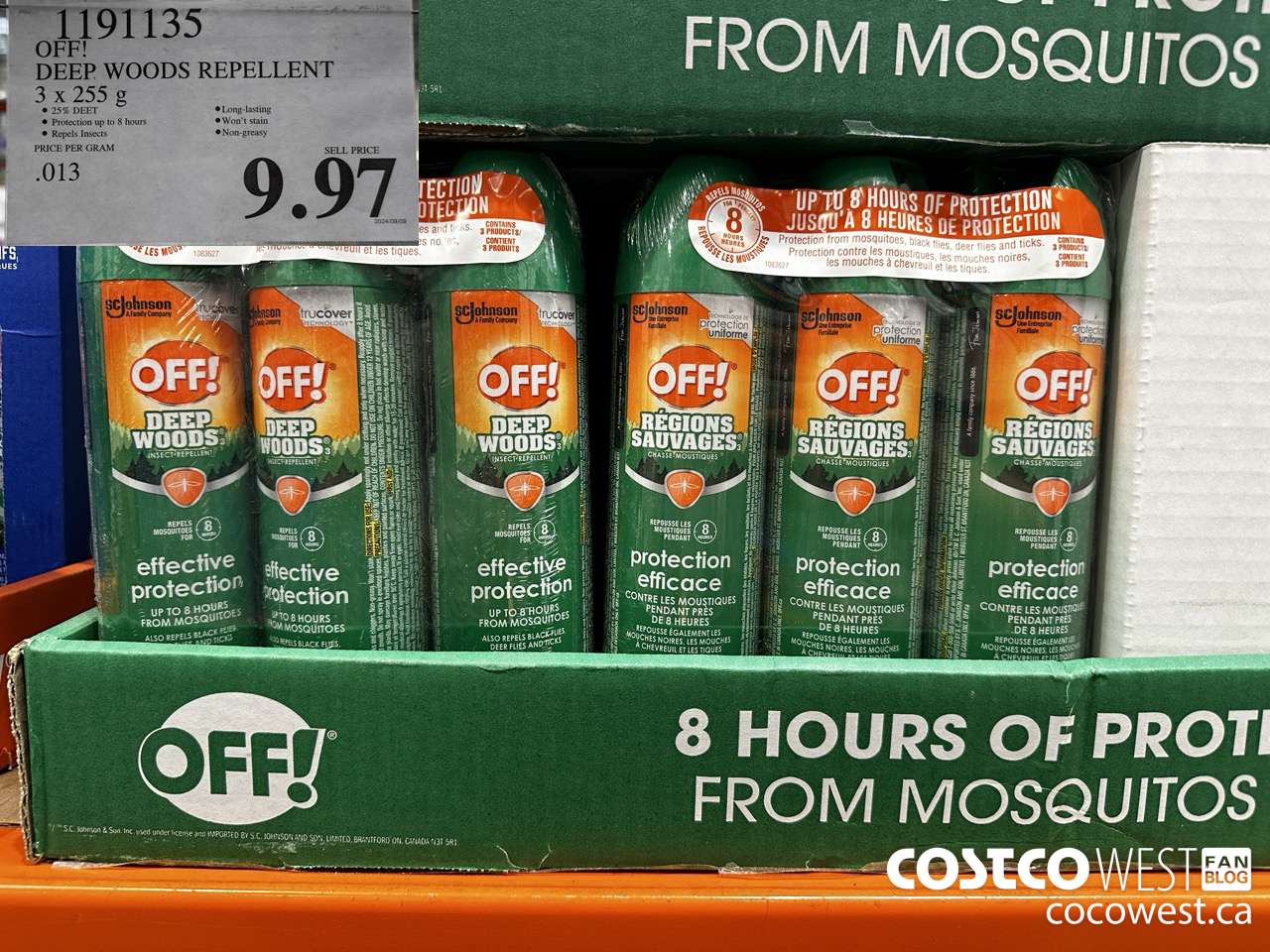 1191135 OFF! DEEP WOODS INSECT REPELLENT 3 x 255 g $9.97