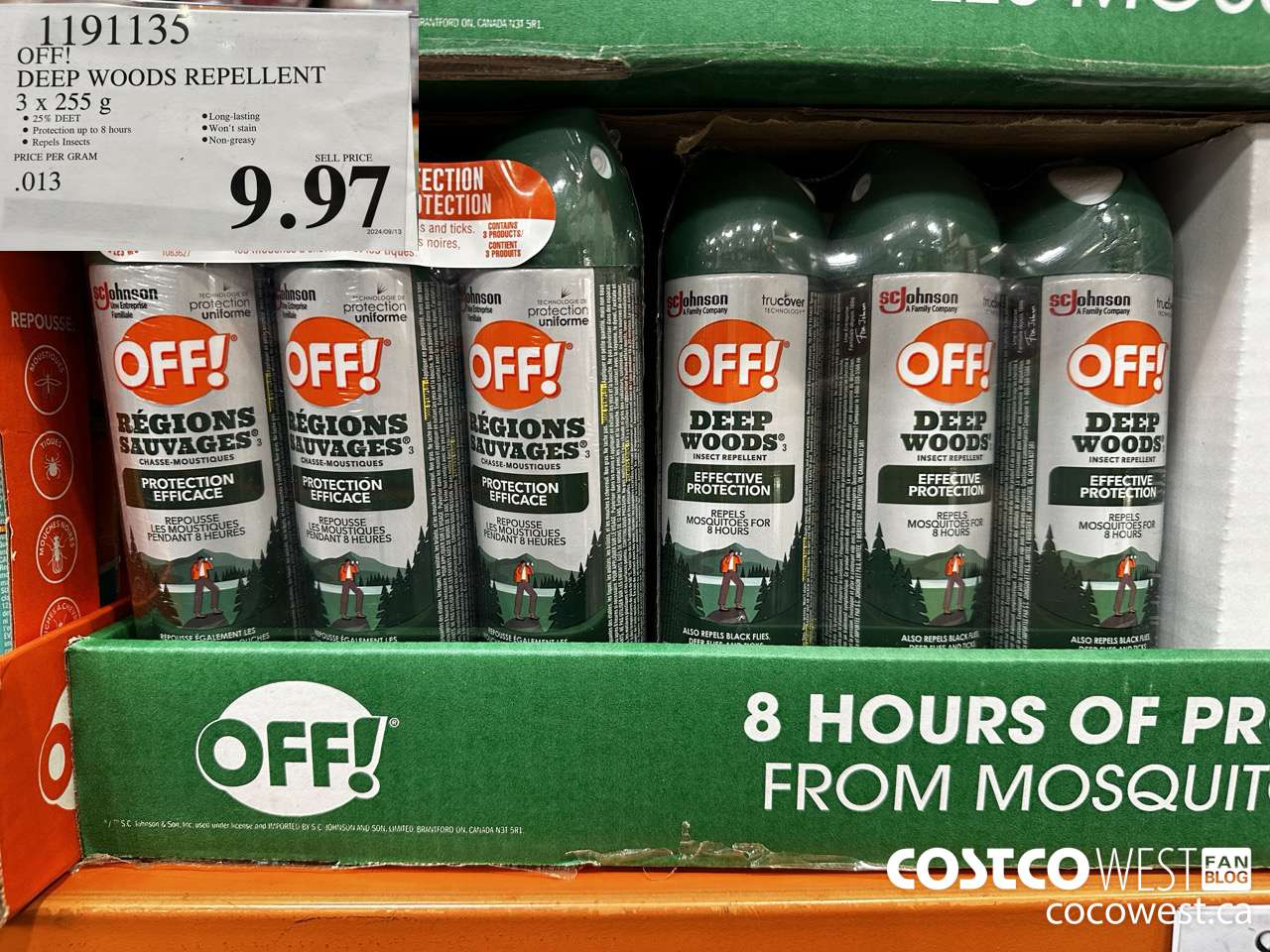 1191135 OFF! DEEP WOODS INSECT REPELLENT 3 x 255 g $9.97