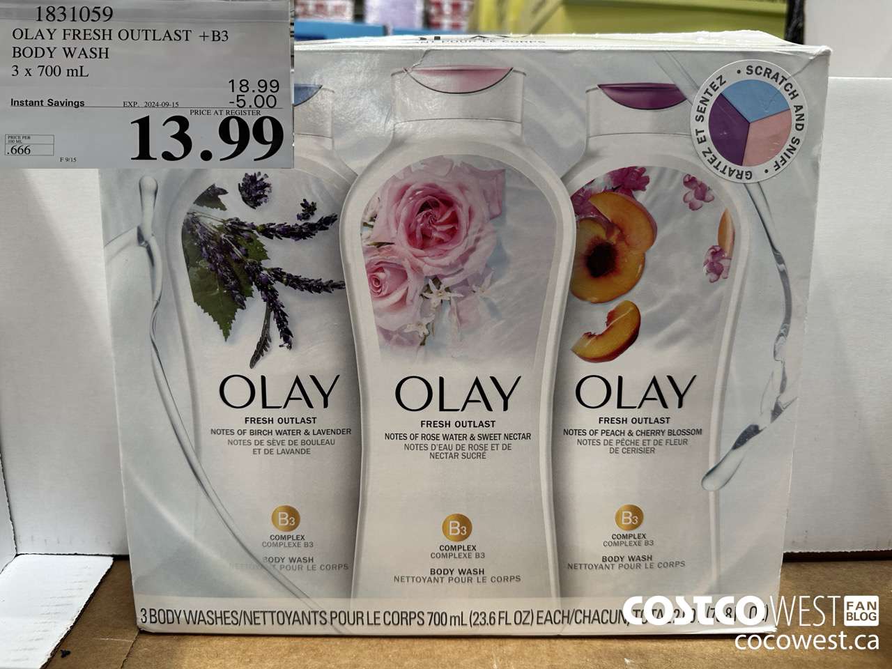 1831059 OLAY FRESH OUTLAST +B3 BODY WASH 3 X 700ML ($5.00 INSTANT SAVINGS EXPIRES ON 2024-09-15) $13.99