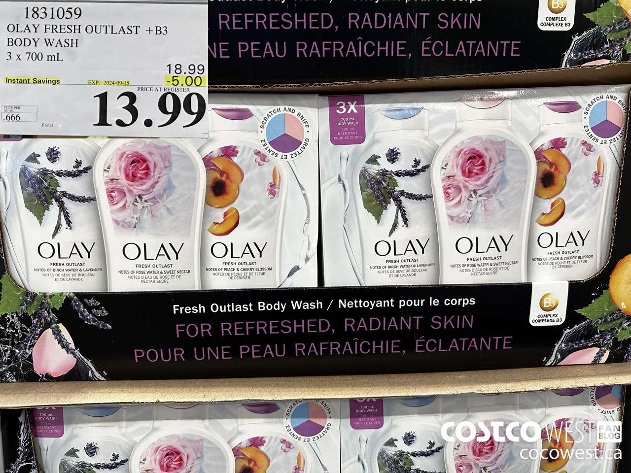 1831059 OLAY FRESH OUTLAST +B3 BODY WASH 3 X 700ML ($5.00 INSTANT SAVINGS EXPIRES ON 2024-09-15) $13.99