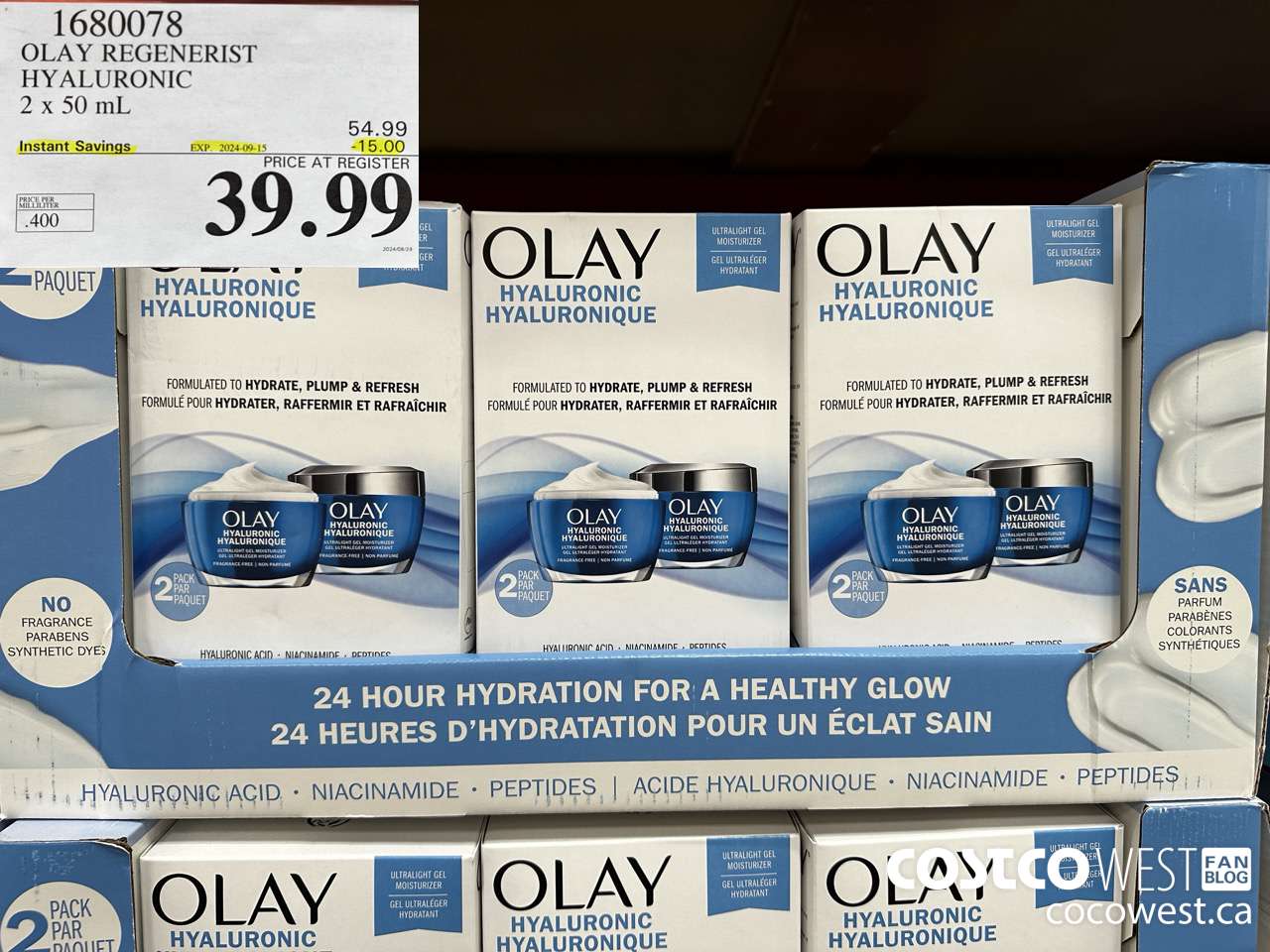 1680078 OLAY REGENERIST HYALURONIC 2 X 50ML ($15.00 INSTANT SAVINGS EXPIRES ON 2024-09-15) $39.99