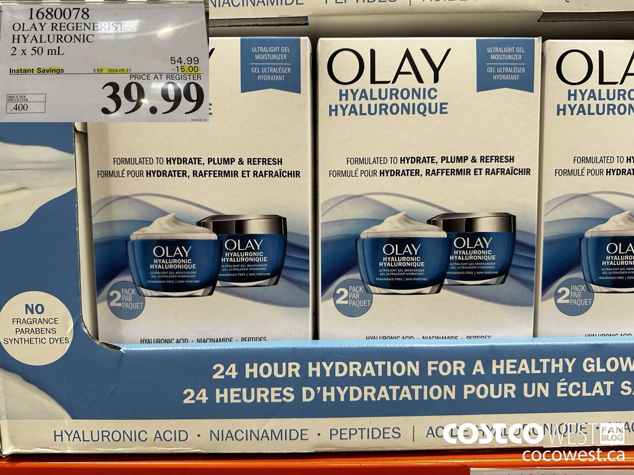 1680078 OLAY REGENERIST HYALURONIC 2 X 50ML ($15.00 INSTANT SAVINGS EXPIRES ON 2024-09-15) $39.99