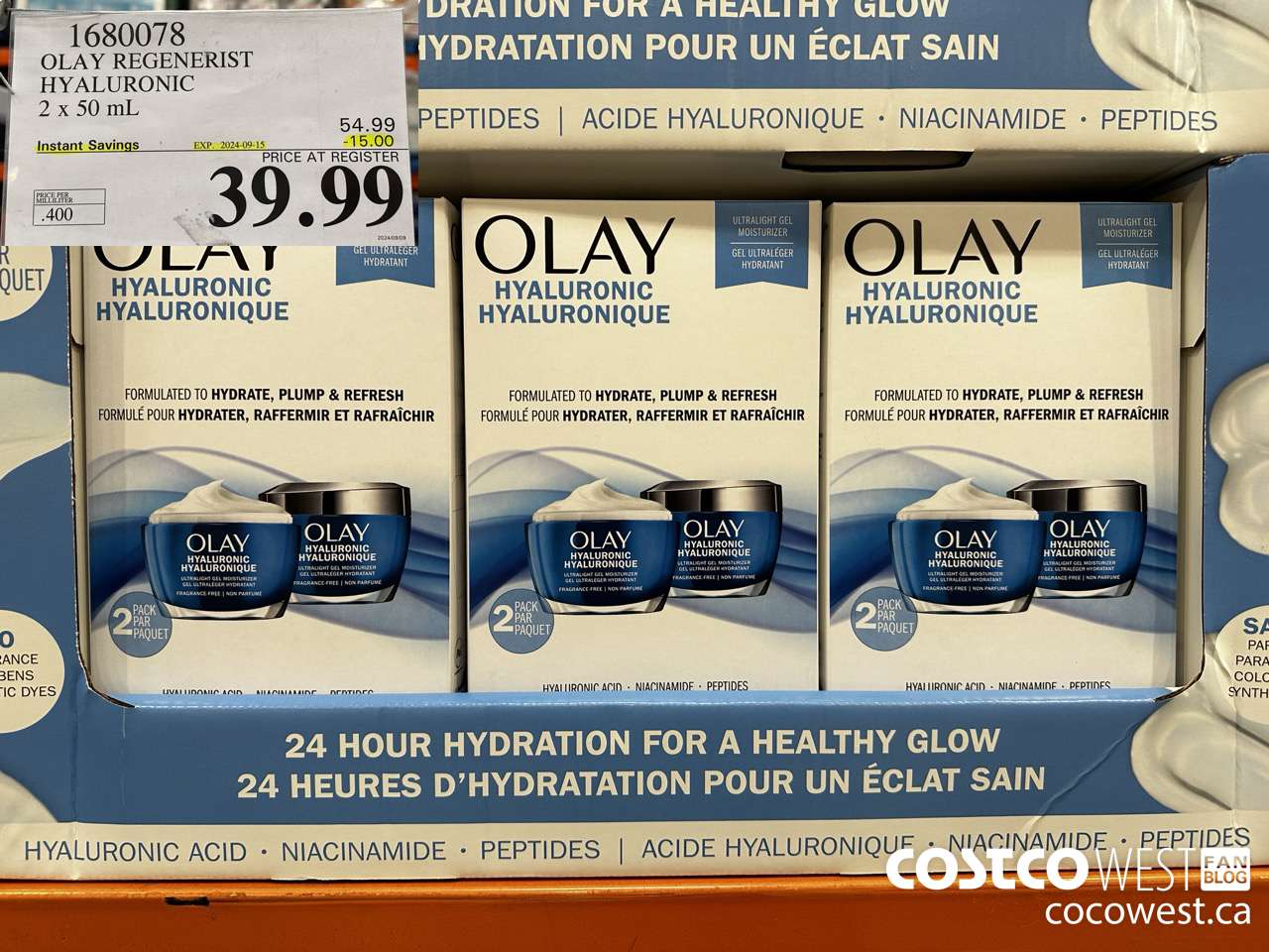 1680078 OLAY REGENERIST HYALURONIC 2 X 50ML ($15.00 INSTANT SAVINGS EXPIRES ON 2024-09-15) $39.99