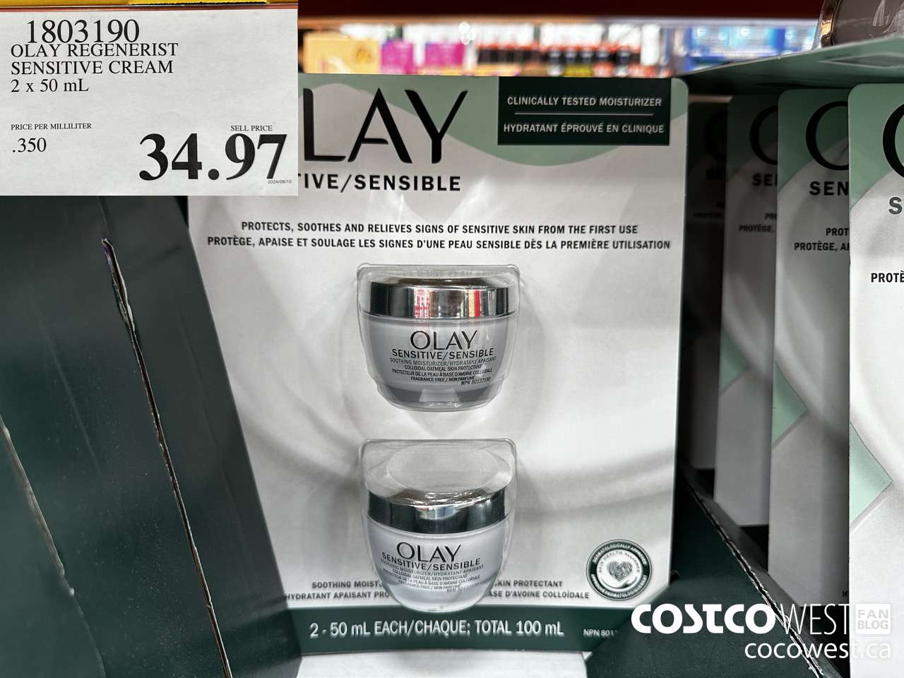 1803190 OLAY SENSITIVE CREAM 2 X 50 ML $34.97