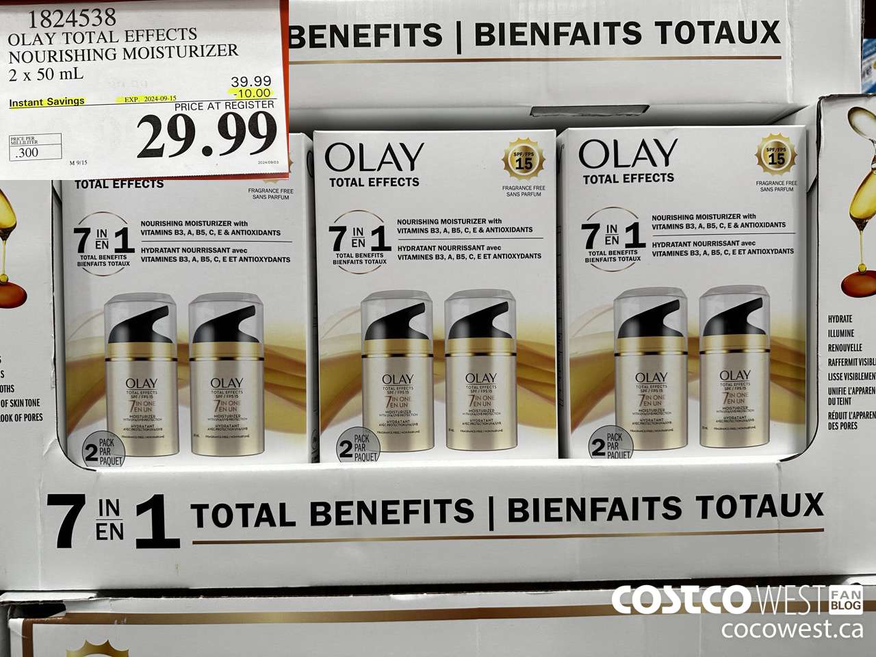 1824538 OLAY TOTAL EFFECTS NOURISHING MOISTURIZER 2 X 50ML ($10.00 INSTANT SAVINGS EXPIRES ON 2024-09-15) $29.99