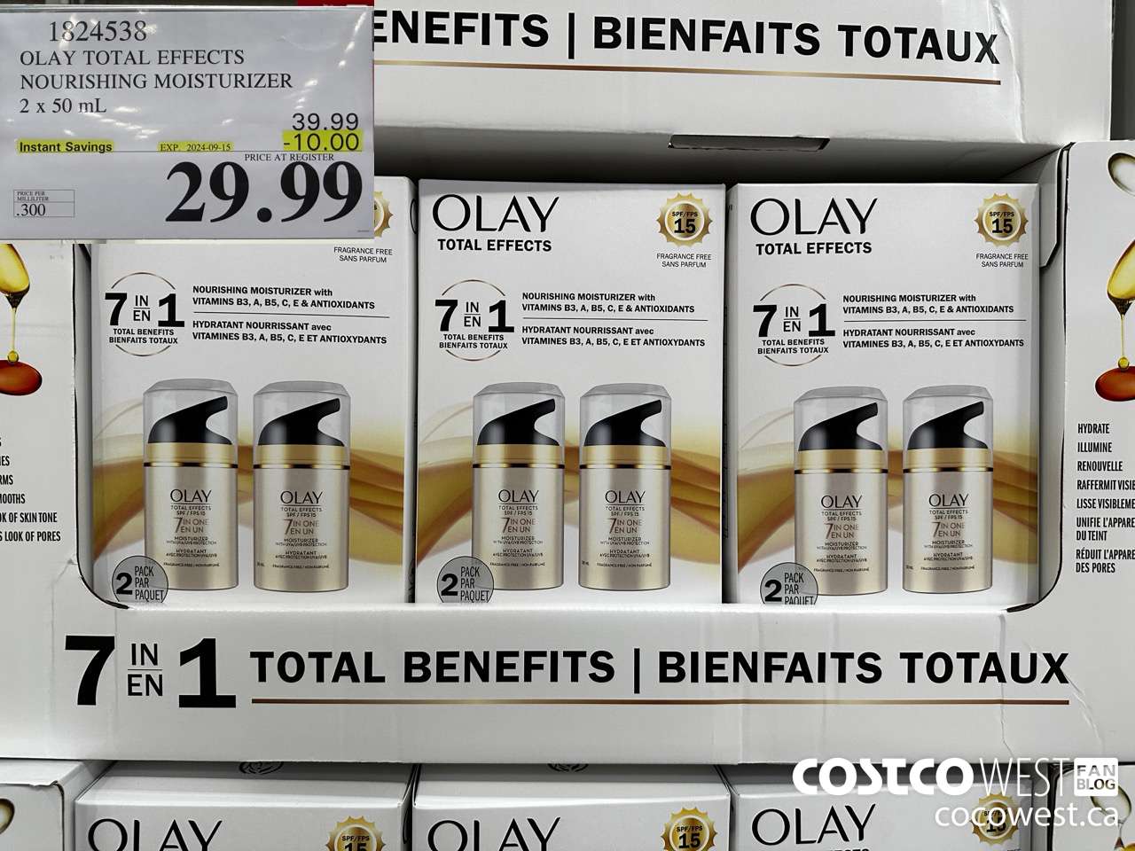1824538 OLAY TOTAL EFFECTS NOURISHING MOISTURIZER 2 X 50ML ($10.00 INSTANT SAVINGS EXPIRES ON 2024-09-15) $29.99