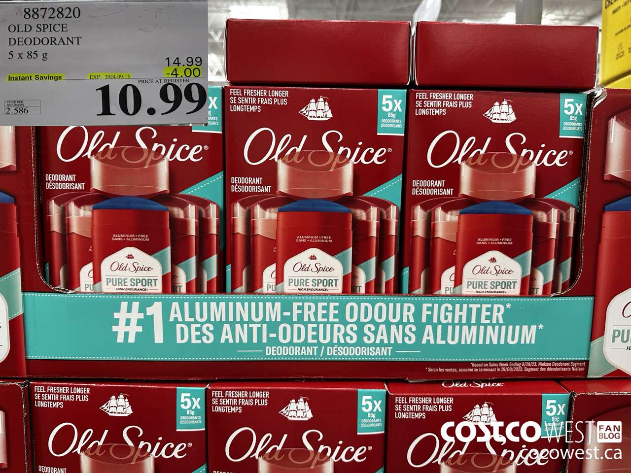 8872820 OLD SPICE DEODORANT 5 x 85 g ($4.00 INSTANT SAVINGS EXPIRES ON 2024-09-15) $10.99