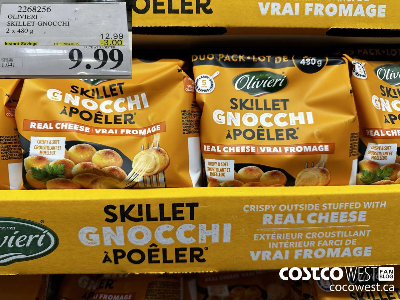 2268256 OLIVIERI SKILLET GNOCCHI 2 X 480G ($3.00 INSTANT SAVINGS EXPIRES ON 2024-09-15) $9.99