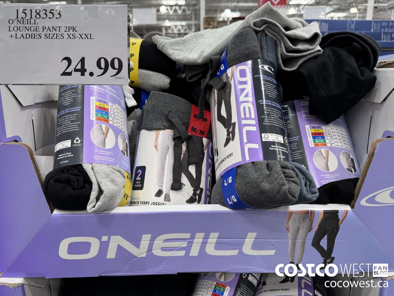 1518353 O'NEILL LOUNGE PANT 2PK LADIES SIZES XS-XXL $24.99