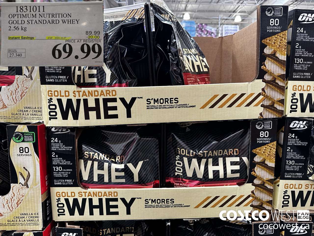 1831011 OPTIMUM NUTRITION GOLD STANDARD WHEY 2.56KG ($20.00 INSTANT SAVINGS EXPIRES ON 2024-10-27) $69.99
