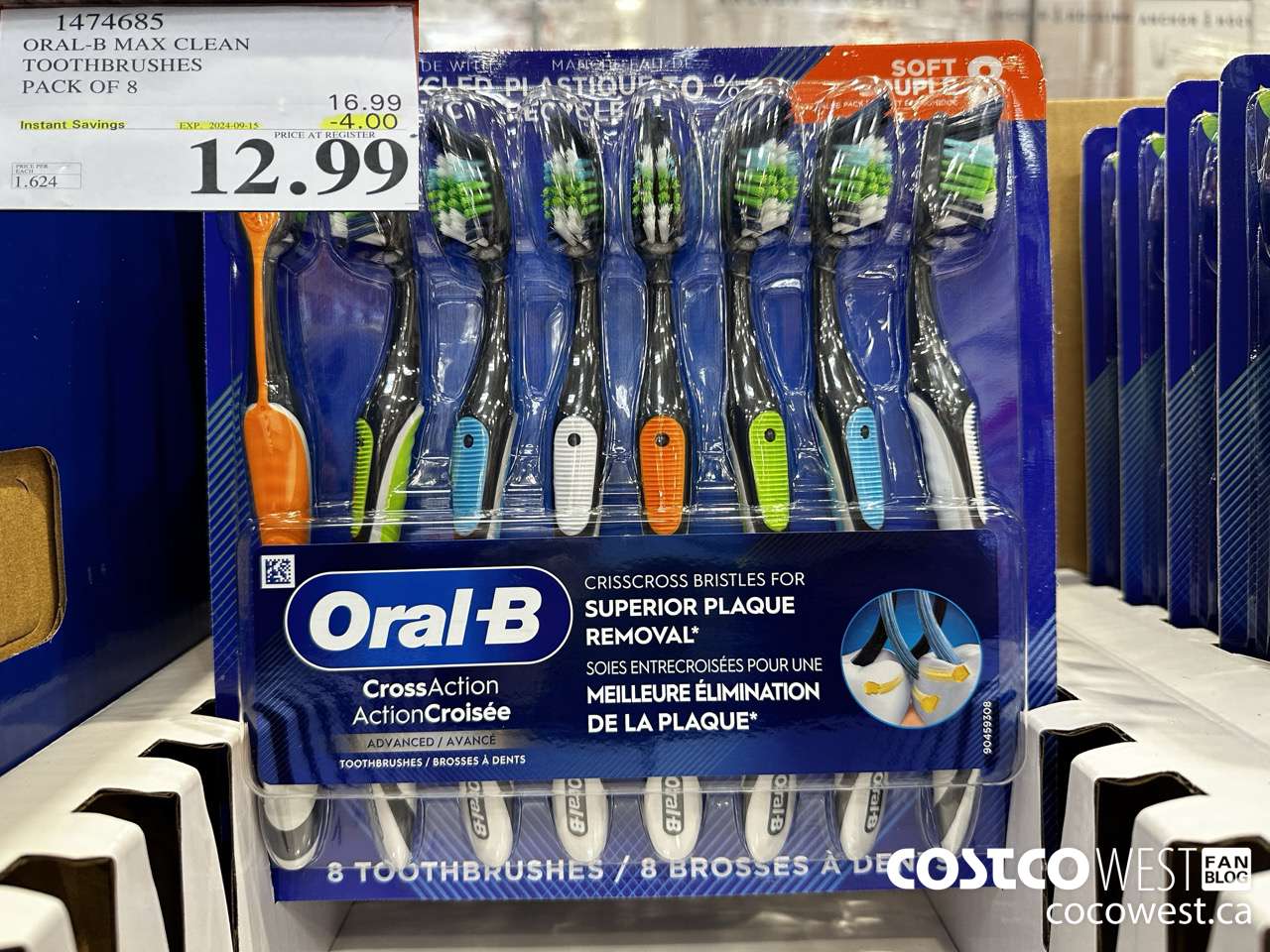 1474685 ORAL-B MAX CLEAN TOOTHBRUSHES PACK OF 8 ($4.00 INSTANT SAVINGS EXPIRES ON 2024-09-15) $12.99