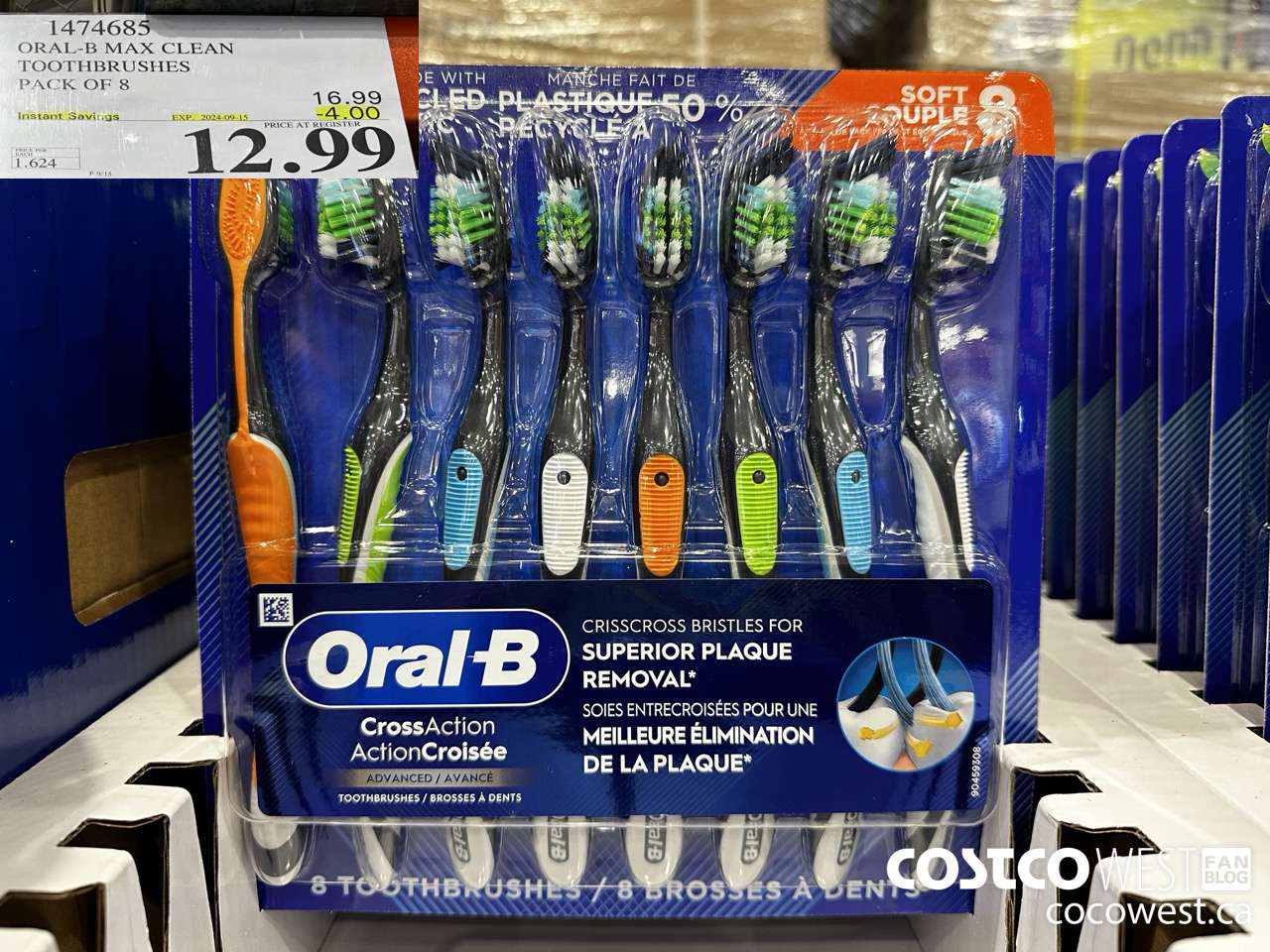 1474685 ORAL-B MAX CLEAN TOOTHBRUSHES PACK OF 8 ($4.00 INSTANT SAVINGS EXPIRES ON 2024-09-15) $12.99
