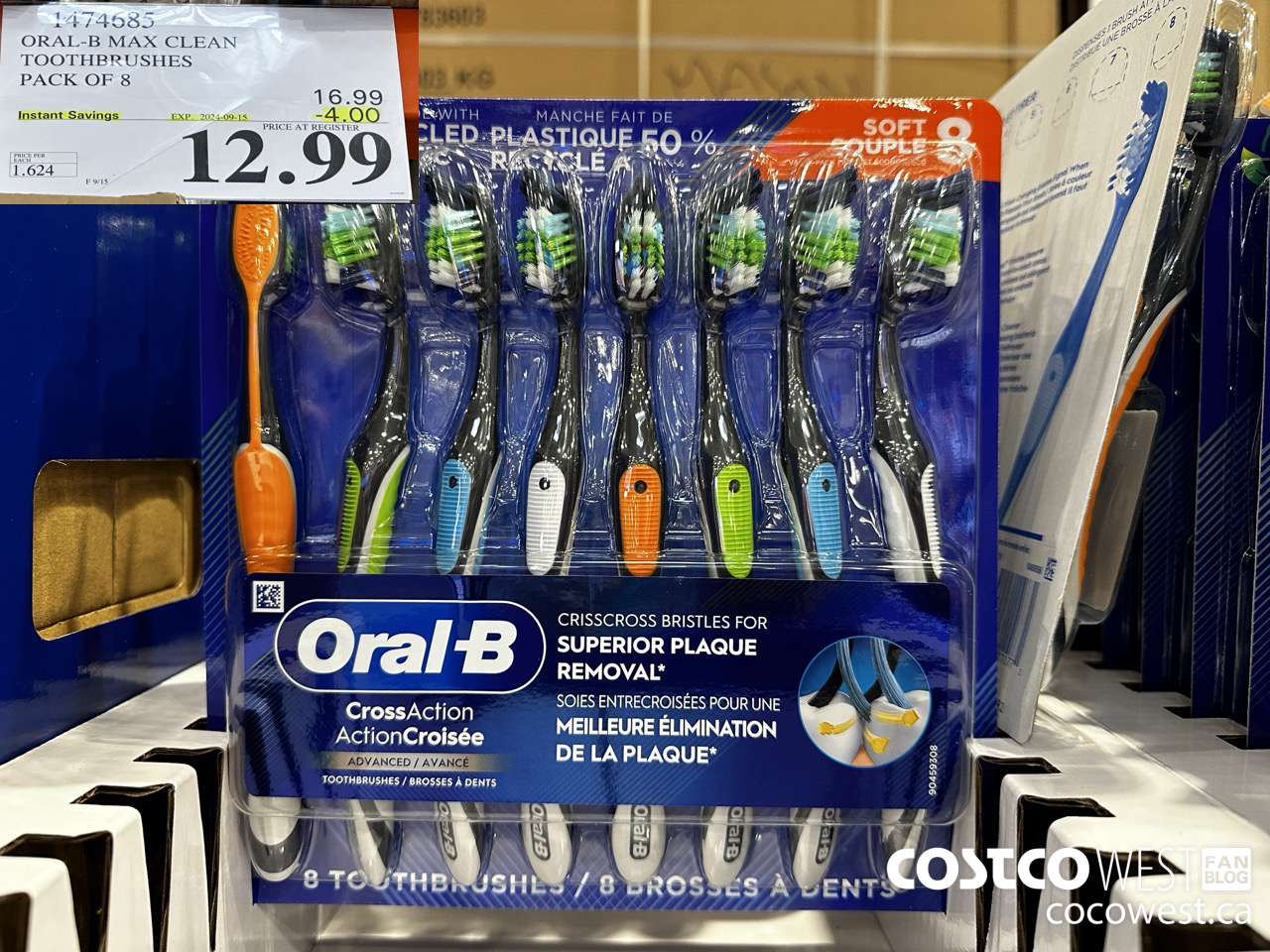 1474685 ORAL-B MAX CLEAN TOOTHBRUSHES PACK OF 8 ($4.00 INSTANT SAVINGS EXPIRES ON 2024-09-15) $12.99