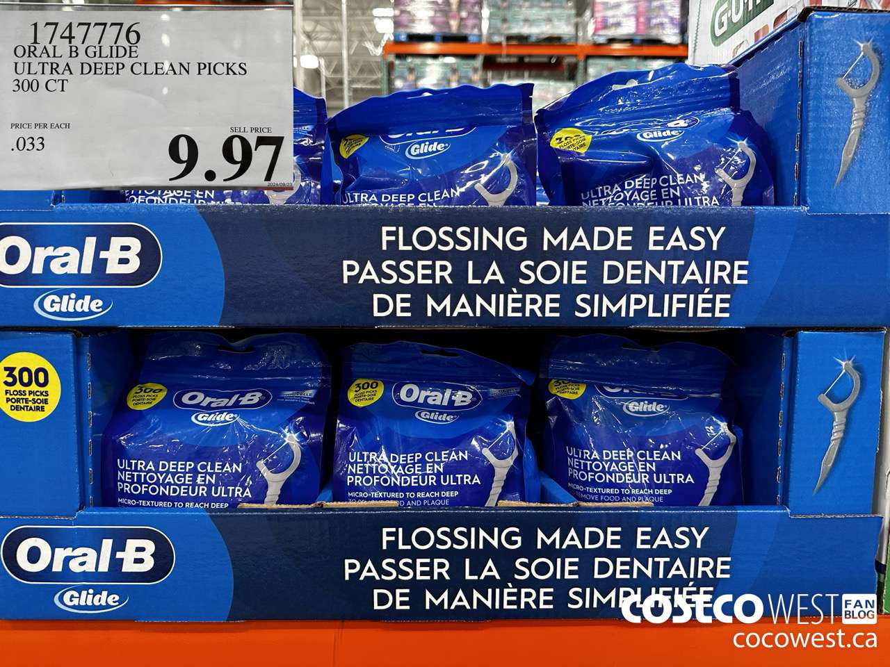 1747776 ORAL B GLIDE ULTRA DEEP CLEAN PICKS 300 CT $9.97