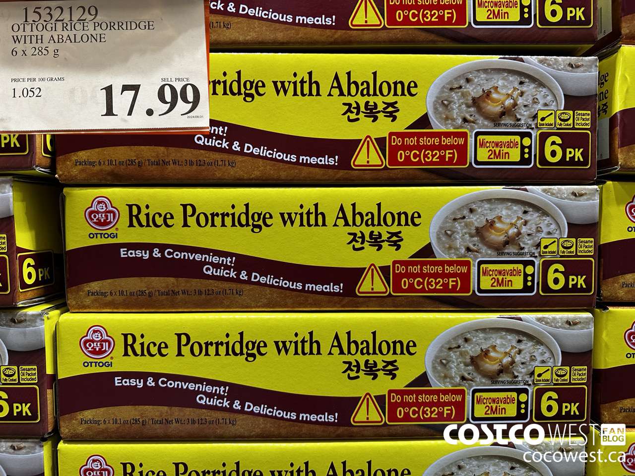 1532129 OTTOGI RICE PORRIDGE WITH ABALONE 6 X 285G $17.99