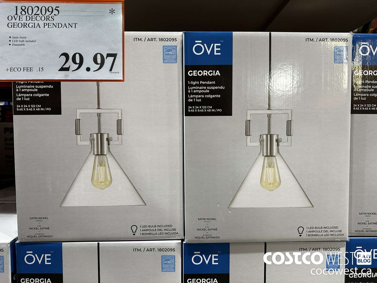 1802095 OVE DECORS GEORGIA PENDANT $29.97