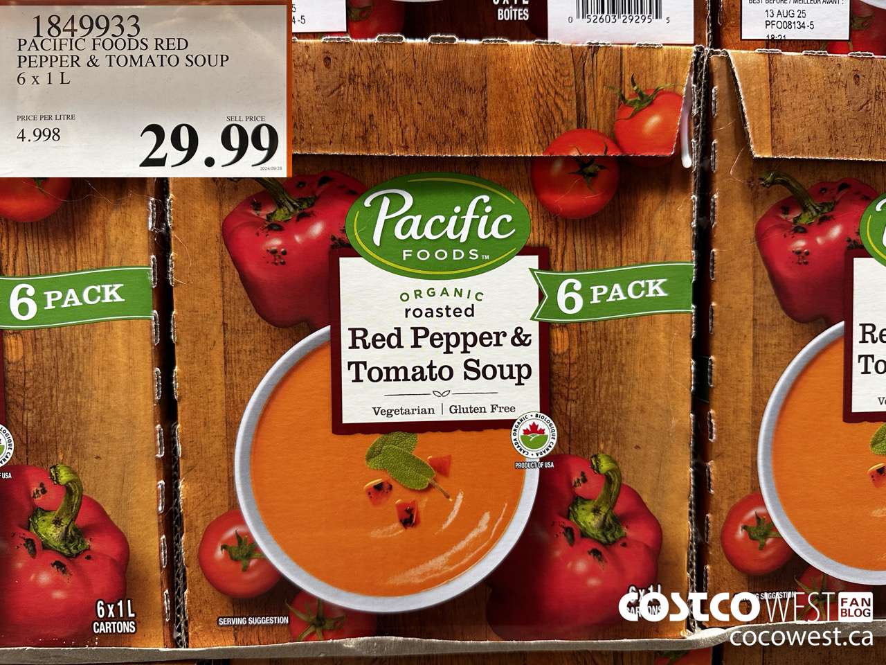 1849933 PACIFIC FOODS RED PEPPER & TOMATO SOUP 6 X 1L $29.99