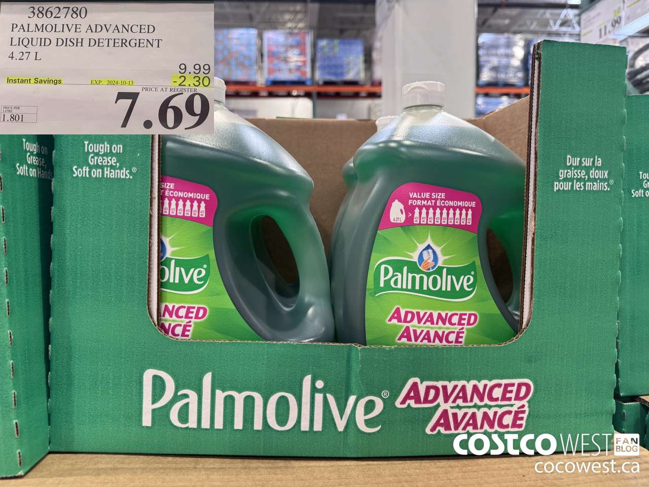 3862780 PALMOLIVE ADVANCED LIQUID DISH DETERGENT 4.27 L ($2.30 INSTANT SAVINGS EXPIRES ON 2024-10-13) $7.69